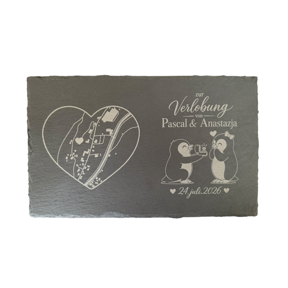 Personalisierte Schieferplatte mit Gravur – 26 × 16 cm